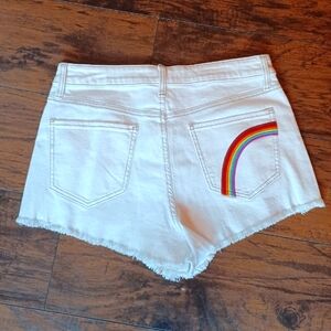 SO White Jean Denim Rainbow Pride Cutoff Shorts